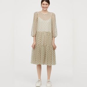 H&M Polka Dot Flock Print Tulle Mesh Dress - Size Small